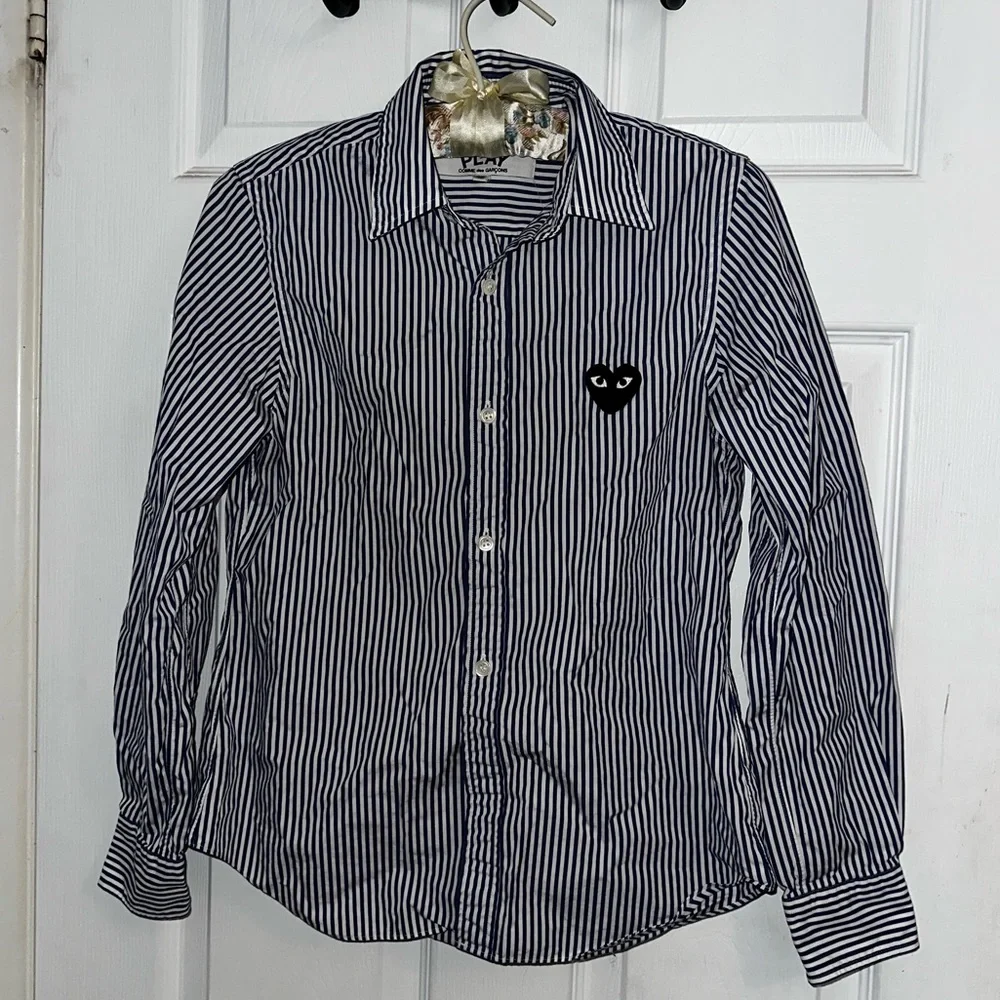 Men's Comme de Garçons Blue Striped Button Up - Picture 2 of 6